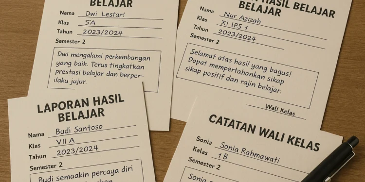 contoh catatan wali kelas kenaikan kelas