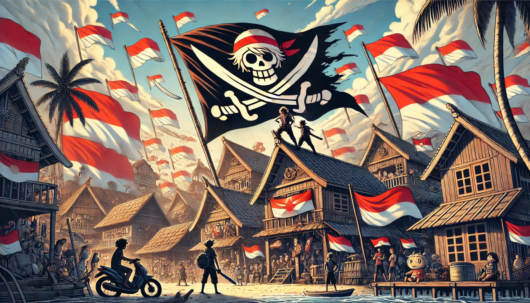 Pengibaran bendera One Piece - Nusa Garuda