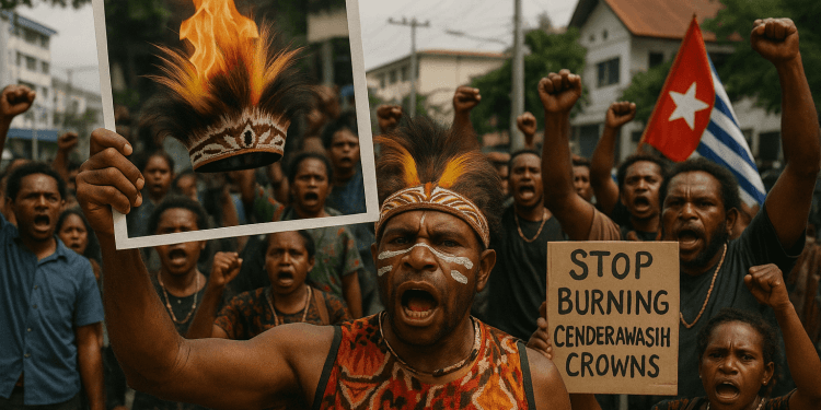 Pembakaran Mahkota Cenderawasih Papua-min - Nusa Garuda Pembakaran Mahkota Cenderawasih Papua dan Gelombang Reaksi Masyarakat Adat atas Simbol Kehormatan yang Terbakar