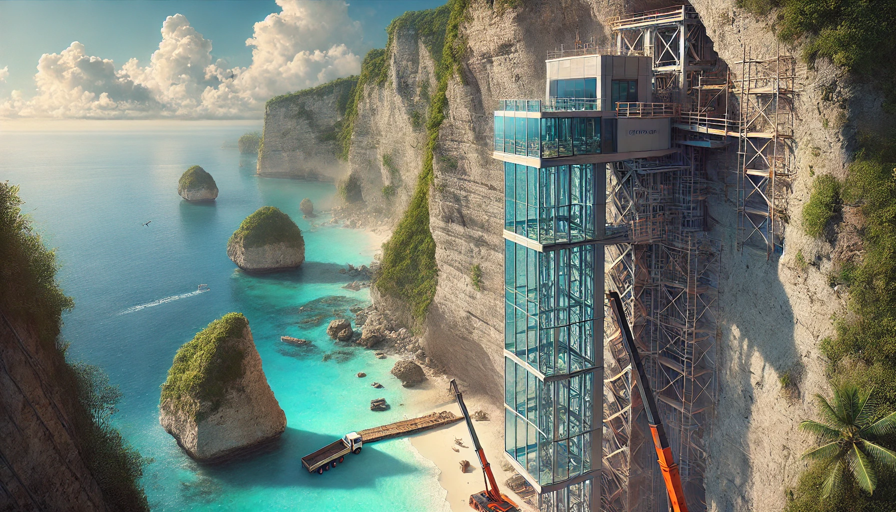 pembangunan lift pantai kelingking - Nusa Garuda